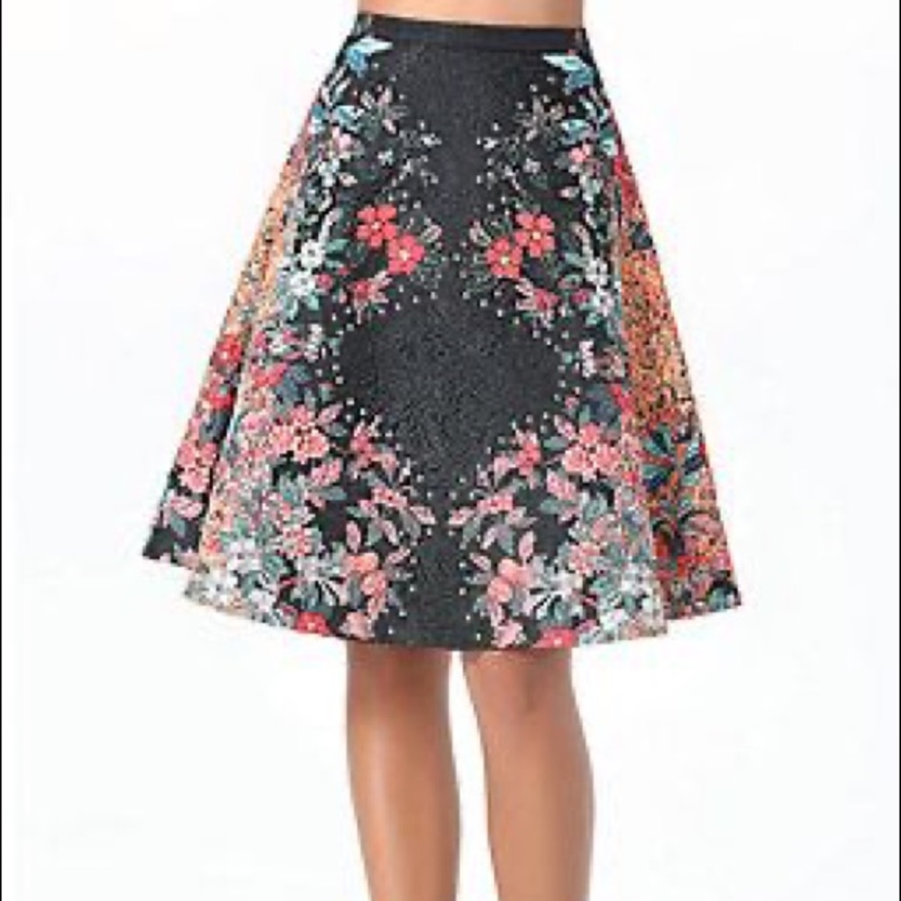 Bebe Embroidered flare skirt